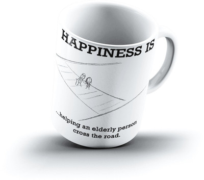 

Ucard Happiness Is2132 Bone China, Ceramic, Porcelain Mug(325 ml), Multicolor