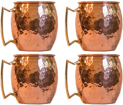 

Qubic Inc Moscow Mules Copper Mug(500 ml, Pack of 4), Brown