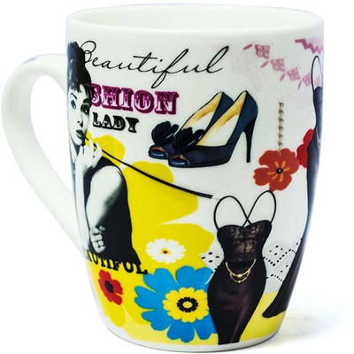 

Painting Mantra Audrey Hepburn Fashion Yellow Ceremic coffee Ceramic Mug, Multicolor