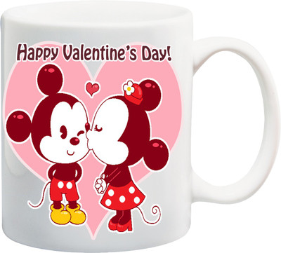 

ME&YOU Happy Valentines Day; Micky Minnie Printed Ceramic Mug(325 ml), Multicolor