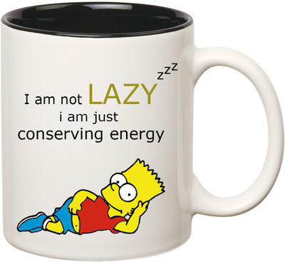 

HuppmeGift Lazy Inner Black Ceramic Mug(350 ml), Black;white