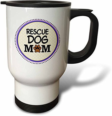 

3dRose Rescue Dog Mom-Doggie Mama by Breed-Paw Print Mum Love-Doggy Lover Travel, 14-Ounce Stainless Steel Mug(60 ml), Purple