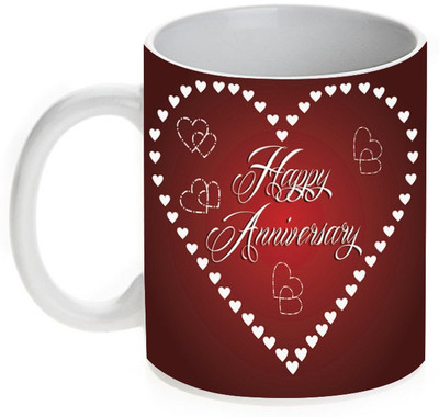 

Prithish Happy Anniversary Ceramic Mug(330 ml), Multicolor
