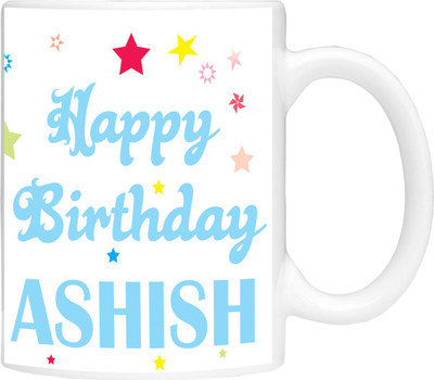 

Simbright ashish birthday blue Ceramic Mug(325 ml), White