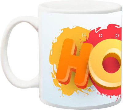 

ME&YOU Gift For Holi;Happy Holy hd Printed Ceramic Mug(325 ml), Multicolor
