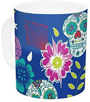 

Kess InHouse InHouse Anneline Sophia Day of The Dead Blue Aztec Ceramic Coffee, 11 oz, Multicolor Ceramic Mug(60 ml)