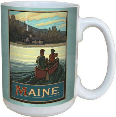 

Tree-Free Greetings Greetings lm43270 Vintage Maine Canoeing by Paul A. Lanquist Ceramic with Full-Sized Handle, 15-Ounce, Multicolored Ceramic Mug(60 ml), Multicolor