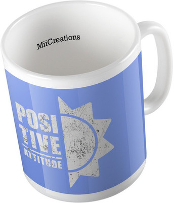 

MiiCreations Printed Positive Attitude Ceramic Mug(325 ml), Multicolor