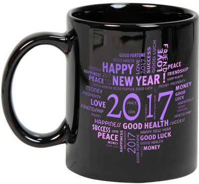 

Prithish New Year Design 12 Black Ceramic Mug(330 ml), Multicolor