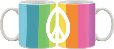 

Artifa Peace Sign Colours Stripes Porcelain, Ceramic Mug(350 ml), Multicolor