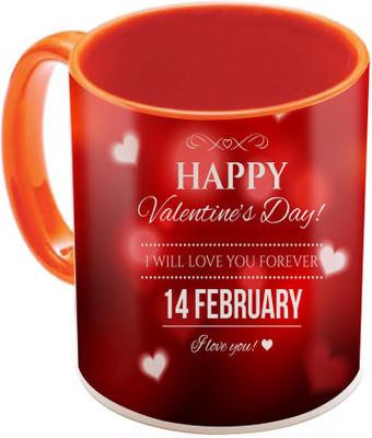 

SKY TRENDS Valentine Gift for Girlfriend Love Printed I Love U Forever Perfect for Her Him Wife Fiance Anniversary And Birthday STGD137 Ceramic Mug(325 ml), Orange