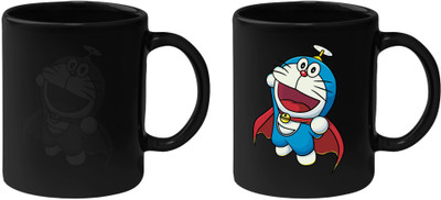 

Krishna Devi Traders LLP Dancing Doremon Magic Ceramic Mug(350 ml), Black