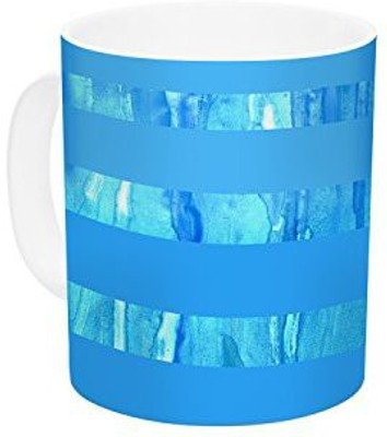 

Kess InHouse InHouse Rosie Brown Wet Wild Stripes Aqua Blue Ceramic Coffee, 11 oz, Multicolor Ceramic Mug(60 ml)