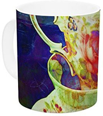 

Kess InHouse InHouse alyZen Moonshadow Mad Hatters T-Party V Yellow Green Ceramic Coffee, 11 oz, Multicolor Ceramic Mug(60 ml)