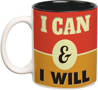

Prithish I Can & I Will Double Color Ceramic Mug(330 ml), Multicolor