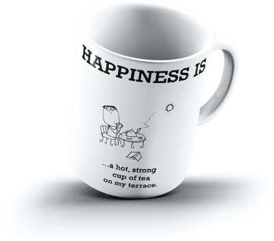 

Ucard Happiness Is2184 Bone China, Ceramic, Porcelain Mug(325 ml), Multicolor
