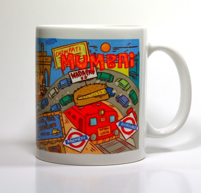 Chumbak Mumbai Ceramic Mug, Multicolor
