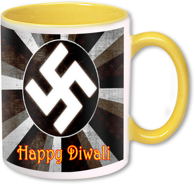 

Heyworlds happy diwali gifts 88 Ceramic Mug(325 ml), Multicolor
