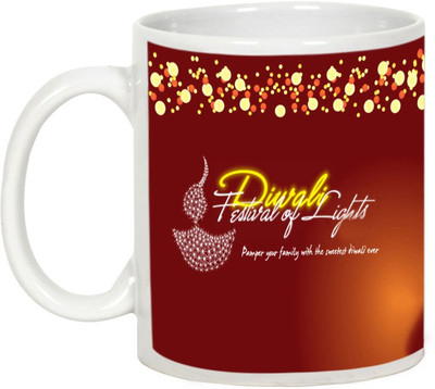 

AllUPrints Gifts For Deepawali - Wishing You Sparkling Diwali Ceramic Mug(325 ml), White
