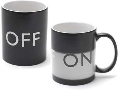

GeekGoodies On Off Color Changing Coffee Ceramic Mug(240 ml), Black
