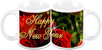

Homesogood Gifting Roses On New Year (Set Of 2) Ceramic Mug(325 ml, Pack of 2)