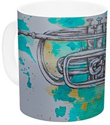 

Kess InHouse InHouse Kira Crees Hunting For Jazz Blue Ceramic Coffee, 11 oz, Multicolor Ceramic Mug(60 ml)