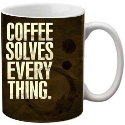

Maison N Mode Coffee Solves Every Things Coffee Ceramic Mug(330 ml), Multicolor