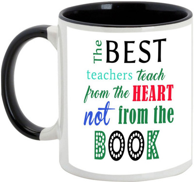 

AllUPrints Teachers Day Gifts - The Best Teacher Teach From The Heart Ceramic Mug(325 ml), Black