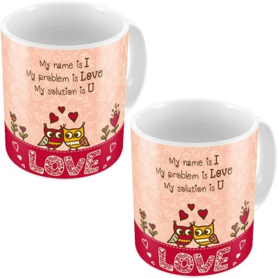 

Home India Designer Fancy Printed Coffees Pair 667 Ceramic Mug(300 ml, Pack of 2), Pink