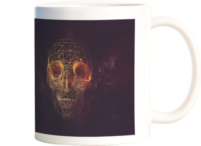 

Rangeele Inkers Skull Polygon Streaks Art Ceramic Mug(300 ml), Multicolor