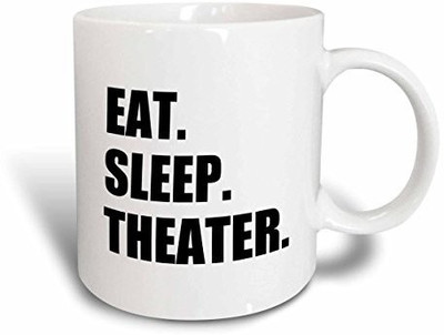 

3dRose mug_180450_2 Eat Sleep Theater-Black Text-Drama Club Addict-Actor Play Acting Ceramic, 15-Ounce Ceramic Mug(60 ml)