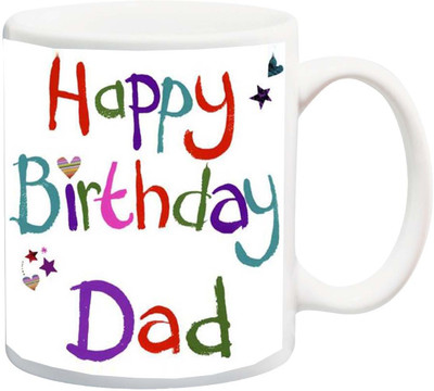 

ME&YOU Gift for Father/Daddy/Pop/Papa;Happy Birthday Colourful DAD With Little Star Printed Ceramic Mug(325 ml), Multicolor