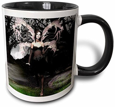 

3dRose mug_26470_4 Wicked Goth Fairy Two Tone Black, 11 oz, Black/White Ceramic Mug(60 ml), Multicolor