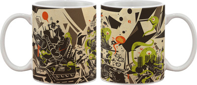 

Artifa Aliens Robot And Buildings Abstract Porcelain, Ceramic Mug(350 ml), Multicolor