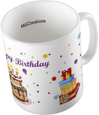 

MiiCreations Printed ,Happy Birthday Ceramic Mug(325 ml), Multicolor