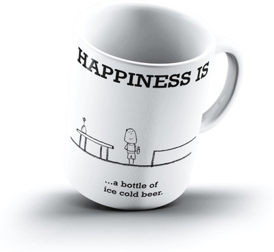 

Ucard Happiness Is1420 Bone China, Ceramic, Porcelain Mug(325 ml), Multicolor