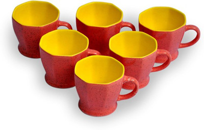 

Puncham PinkMarble2 Ceramic(Pink, Yellow, Pack of 6)