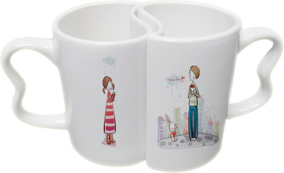 

Ucard Love Miss You CoupleMug Set Bone China, Ceramic, Porcelain Mug(325 ml, Pack of 2), Multicolor