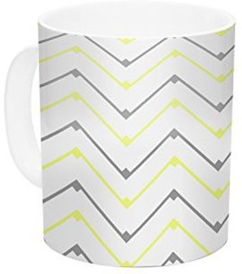 

Kess InHouse InHouse CarolLynn Tice Witty Yellow Gray Ceramic Coffee, 11 oz, Multicolor Ceramic Mug(60 ml)