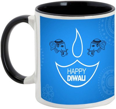 

AllUPrints Gifts For Deepawali - Prosperous Happy Diwali Design 40 Ceramic Mug(325 ml), Black