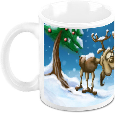 

Homesogood Festive Christmas Stag Ceramic Mug(325 ml)