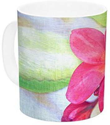 

Kess InHouse InHouse Sylvia Cook Plumeria Flower Petals Ceramic Coffee, 11 oz, Multicolor Ceramic Mug(60 ml)