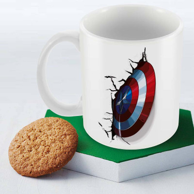 

Posterboy Captain America Shield Officially Licensed (Pack Of 1) Ceramic Mug(350 ml), Multicolor