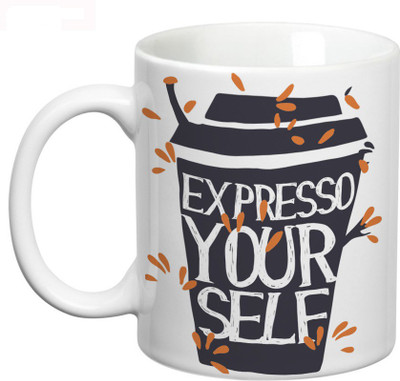Prithish Expresso Your Self Ceramic Mug(330 ml), Multicolor