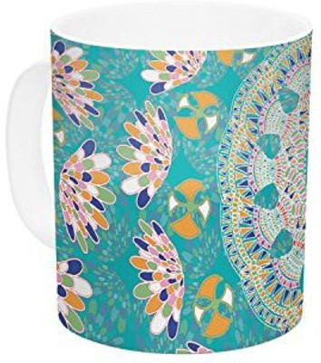 Kess InHouse InHouse Miranda Mol Luscious Blue Pink Ceramic Coffee, 11 oz, Multicolor Ceramic Mug(60 ml)
