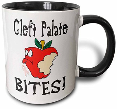 

3dRose Funny Awareness Support Cause Cleft Palate Mean Apple Two Tone Black, 11 oz, Black/White Ceramic Mug(60 ml), Multicolor