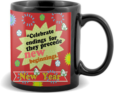 

SKY TRENDS Happy New Year Celebrate Ending For They Precede New Begineening Gifts For Friend Girlfriend Boyfriend Ceramic Mug(320 ml), Black