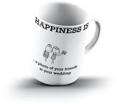 

Ucard Happiness Is2287 Bone China, Ceramic, Porcelain Mug(325 ml), Multicolor