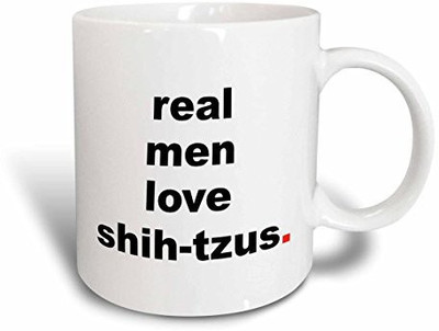 

3dRose mug_123082_1 Real Men Love Shih-Tzu's Dog Lovers Ceramic, 11-Ounce Ceramic Mug(60 ml), Multicolor