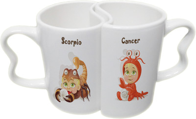 

Ucard Scorpio and Cancer Zodiac Sign Valentines Day Couple Bone China, Ceramic, Porcelain Mug(325 ml), Multicolor